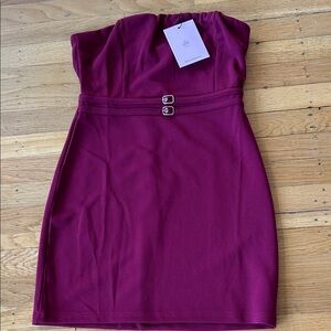 Hello Molly Strapless Burgundy Dress
